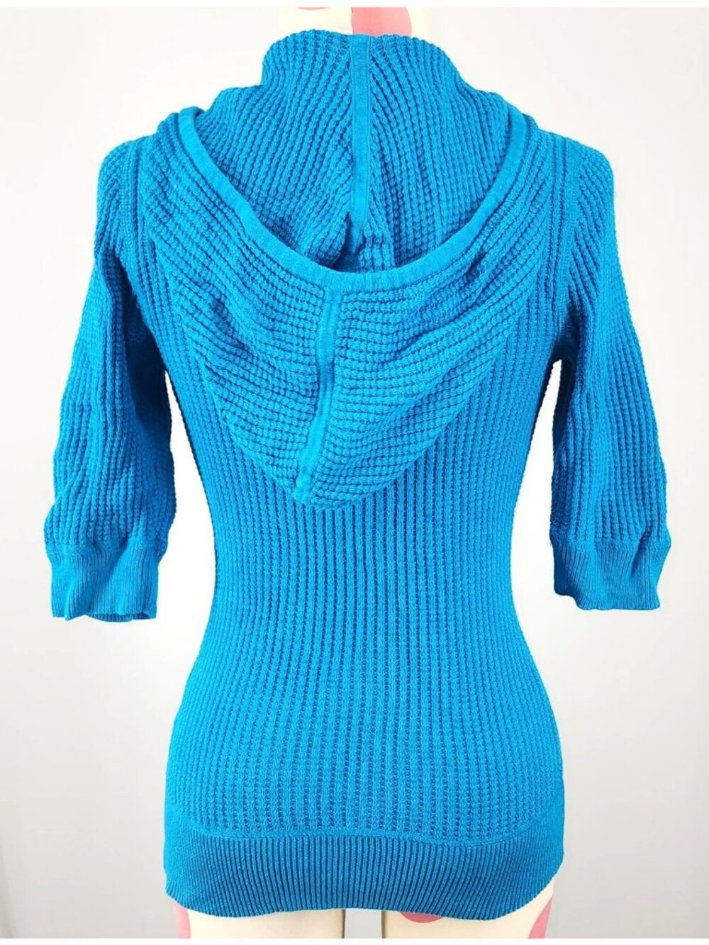 Women's Nollie Hoodie Zip-up Sweater 100% Cotton XS Bright Blue Elbow Length - Picture 2 of 6